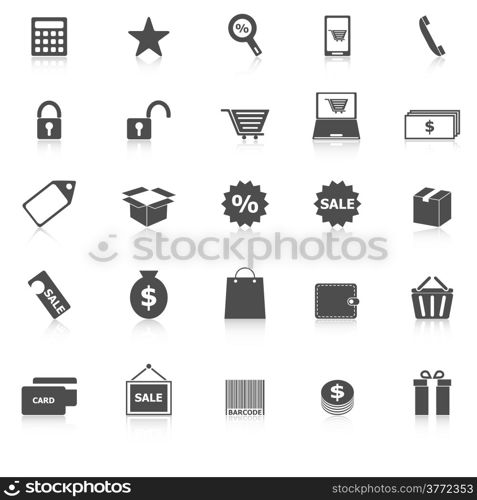 Shopping icons with reflect on white background, stock vector