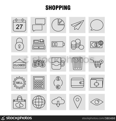 Shopping Line Icon for Web, Print and Mobile UX/UI Kit. Such as: World, Globe, Internet, Map, Cloud, Arrow, Dawn, Download, Pictogram Pack. - Vector