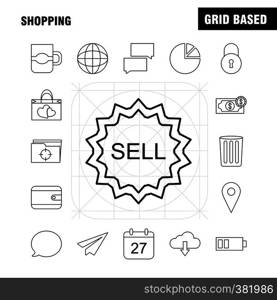 Shopping Line Icon for Web, Print and Mobile UX/UI Kit. Such as: World, Globe, Internet, Map, Cloud, Arrow, Dawn, Download, Pictogram Pack. - Vector