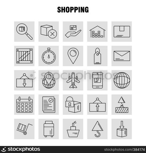 Shopping Line Icon for Web, Print and Mobile UX/UI Kit. Such as: Box, Delivery, Shipping, Lock, Cargo, Delivery, Package, Shipping, Pictogram Pack. - Vector