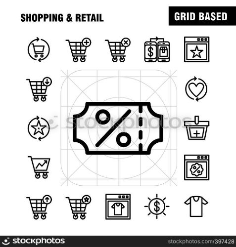 Shopping Line Icon Pack For Designers And Developers. Icons Of Coupon, Discount, Dollar, Price, Prices, Box, Package, Refresh, Vector