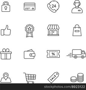 Shopping line icons vector image