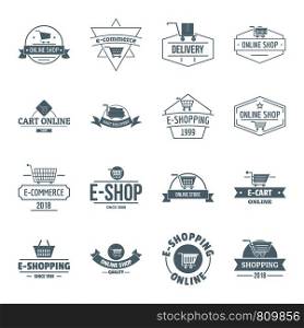 Shopping logo icons set. Simple illustration of 16 shopping logo vector icons for web. Shopping logo icons set, simple style
