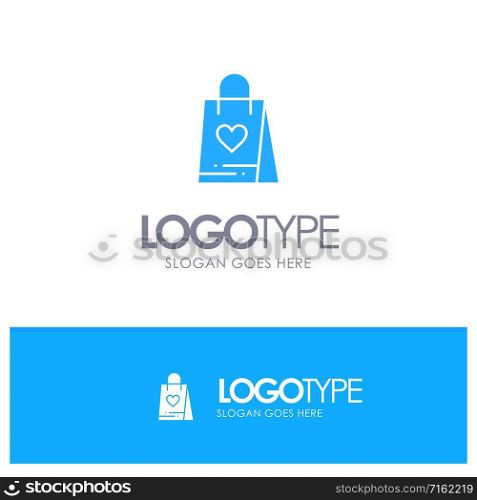 Shopping, Love, Gift, Bag Blue Logo vector