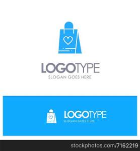 Shopping, Love, Gift, Bag Blue Logo vector
