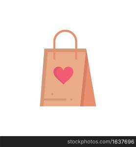 Shopping, Love, Gift, Bag  Flat Color Icon. Vector icon banner Template