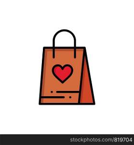 Shopping, Love, Gift, Bag Flat Color Icon. Vector icon banner Template