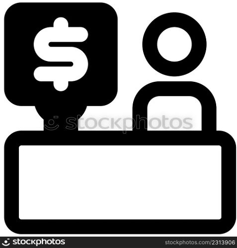 Shopping mall cashier with dollar sign layout