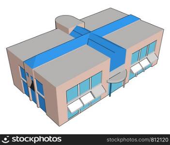 Shopping mall, illustration, vector on white background.