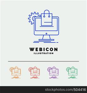shopping, online, ecommerce, services, cart 5 Color Line Web Icon Template isolated on white. Vector illustration. Vector EPS10 Abstract Template background