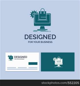 shopping, online, ecommerce, services, cart Business Logo Glyph Icon Symbol for your business. Turquoise Business Cards with Brand logo template.. Vector EPS10 Abstract Template background