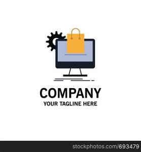 shopping, online, ecommerce, services, cart Flat Color Icon Vector