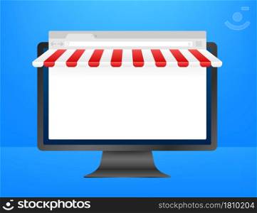 Shopping Online on Website. Online store, shop concept on laptop screen. Vector illustration. Shopping Online on Website. Online store, shop concept on laptop screen. Vector illustration.