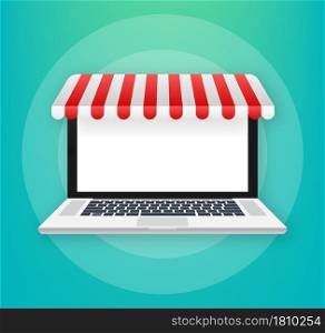 Shopping Online on Website. Online store, shop concept on laptop screen. Vector illustration. Shopping Online on Website. Online store, shop concept on laptop screen. Vector illustration.