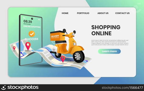 Shopping Online on Website or Mobile Application Vector with Concept Marketing and Digital marketing,3d vector illustration.