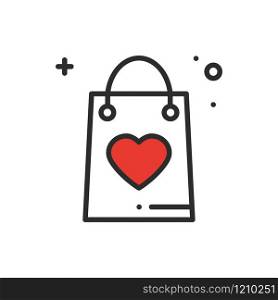 Shopping package line icon. Present, gift box. Happy Valentine day sign and symbol. Party celebration birthday holidays theme. Vector simple linear design. Heart shape. Shopping package line icon. Present, gift box. Happy Valentine day sign and symbol. Party celebration birthday holidays theme. Vector simple linear design. Heart shape.