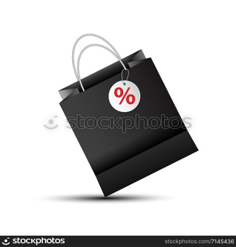 Shopping paper bag empty-vector illustration.. Shopping paper black bag empty, vector illustration