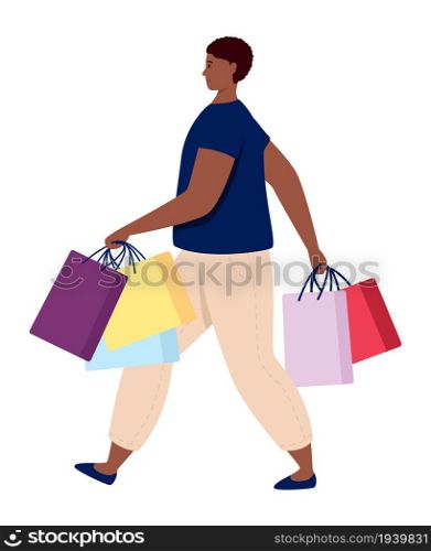 Shopping person consumer with purchase bags on white. Shopping person consumer with purchase bags vector illustration