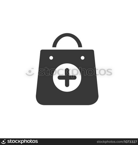 Shopping pharmacy bag icon. Isolated image. Flat vector illustration