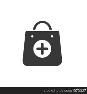 Shopping pharmacy bag icon. Isolated image. Flat vector illustration
