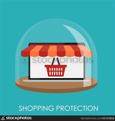 Shopping Protection Flat Concept for Mobile Apps. EPS10