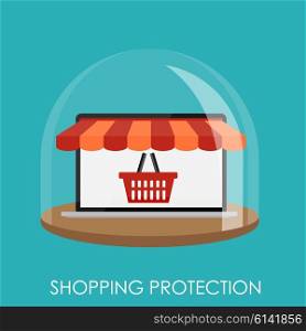 Shopping Protection Flat Concept for Mobile Apps. EPS10