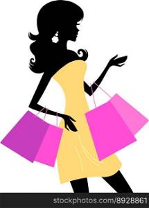 Shopping retro girl vector image