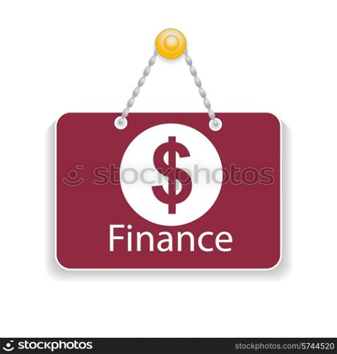 Shopping sign board with icon finance