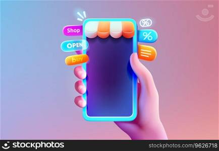 Shopping smart phone, screen box pay, online market. Vector illustration. Shopping smart phone, screen box pay, online market. Vector