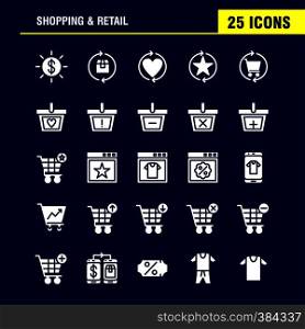 Shopping Solid Glyph Icon Pack For Designers And Developers. Icons Of Coupon, Discount, Dollar, Price, Prices, Box, Package, Refresh, Vector