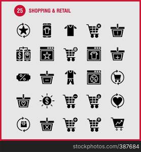 Shopping Solid Glyph Icon Pack For Designers And Developers. Icons Of Coupon, Discount, Dollar, Price, Prices, Box, Package, Refresh, Vector