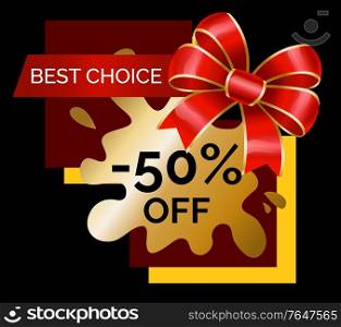 Shopping stickers or label big discount and best choice. Logotype limited promotion decoration by ribbon and bow. Super sale shop now, poster fantastic offer and special price on holiday vector. Shopping Stickers Set, Offer and Discount Vector
