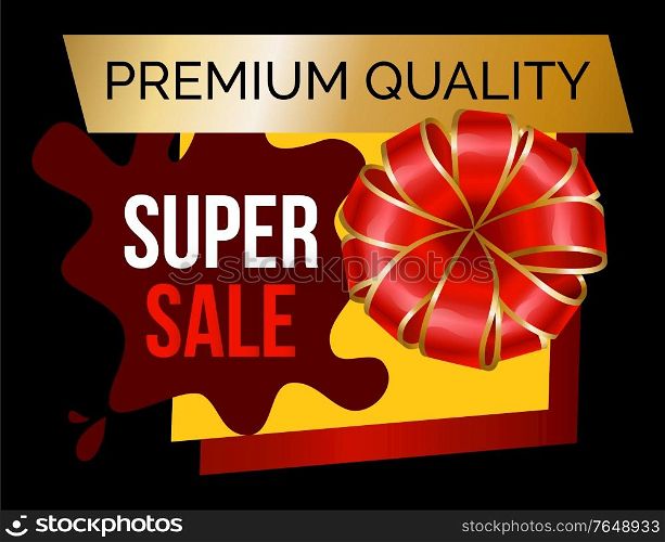 Shopping stickers or label big discount and best choice. Logotype limited promotion decoration by ribbon and bow. Super sale shop now, poster fantastic offer and special price on holiday vector. Shopping Stickers Set, Offer and Discount Vector