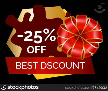 Shopping stickers or label big discount and best choice. Logotype limited promotion decoration by ribbon and bow. Super sale shop now, poster fantastic offer and special price on holiday vector. Shopping Stickers Set, Offer and Discount Vector