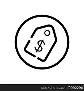 Shopping tag. Dollar sale price label. Commerce outline icon in a circle. Isolated vector illustration