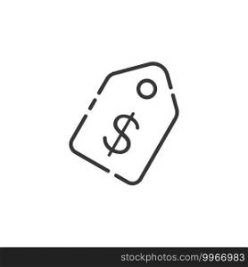 Shopping tag thin line icon. Dollar sale price label. Isolated outline commerce vector illustration