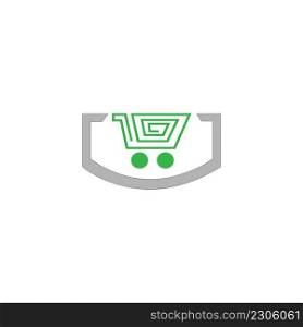 shopping trolley icon design vector