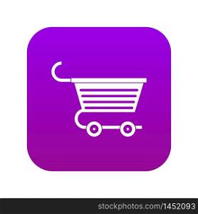 Shopping trolley icon digital purple for any design isolated on white vector illustration. Shopping trolley icon digital purple