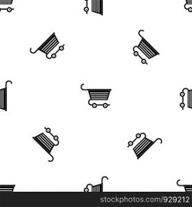Shopping trolley pattern repeat seamless in black color for any design. Vector geometric illustration. Shopping trolley pattern seamless black
