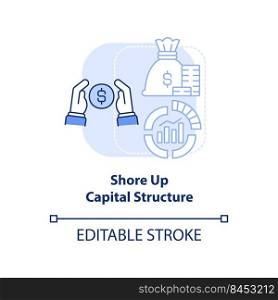 Shore up capital structure light blue concept icon. Inflation in business abstract idea thin line illustration. Isolated outline drawing. Editable stroke. Arial, Myriad Pro-Bold fonts used. Shore up capital structure light blue concept icon