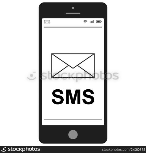 Short Message Service SMS mobile phone, flat vector icon for apps and websites SMS