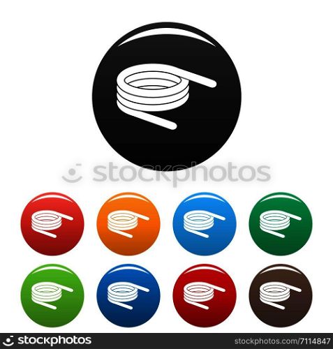 Short spring coil icons set 9 color vector isolated on white for any design. Short spring coil icons set color