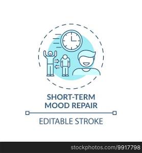 Short-term mood repair concept icon. Procrastination reason idea thin line illustration. Emotion regulation. Putting off dreaded task. Vector isolated outline RGB color drawing. Editable stroke. Short-term mood repair concept icon
