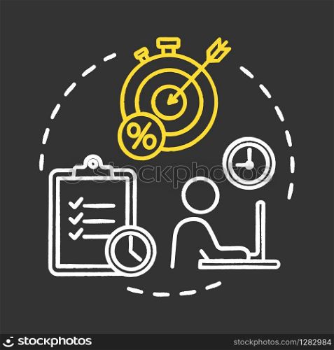 Short-term smart goals chalk RGB color concept icon. Aim and purpose. Setting deadlines for projects. Building business. Planning idea. Vector isolated chalkboard illustration on black background