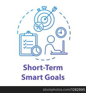 Short-term smart goals concept icon. Perfomance optimization. Setting deadlines for projects. Building business. Planning idea thin line illustration. Vector isolated outline RGB color drawing