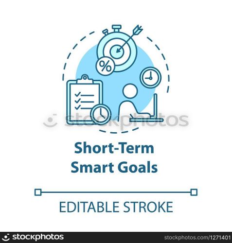 Short-term smart goals concept icon. Taking opportunities for project. Building business. Planning idea thin line illustration. Vector isolated outline RGB color drawing. Editable stroke