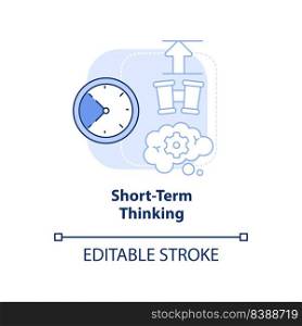 Short term thinking light blue concept icon. Adaptability enemy in human resources abstract idea thin line illustration. Isolated outline drawing. Editable stroke. Arial, Myriad Pro-Bold fonts used. Short term thinking light blue concept icon