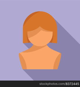 Short wig icon flat vector. Head style. Fashion model. Short wig icon flat vector. Head style