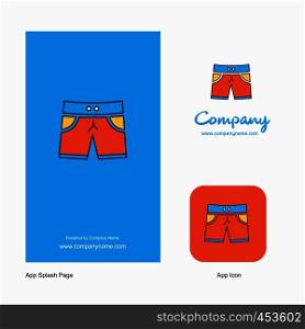 Shorts Company Logo App Icon and Splash Page Design. Creative Business App Design Elements