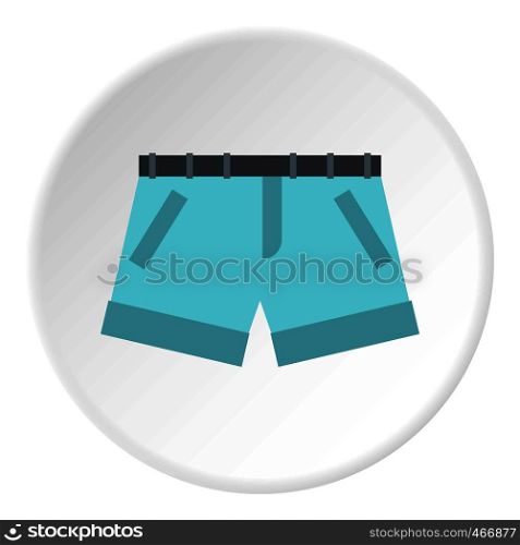 Shorts icon in flat circle isolated vector illustration for web. Shorts icon circle